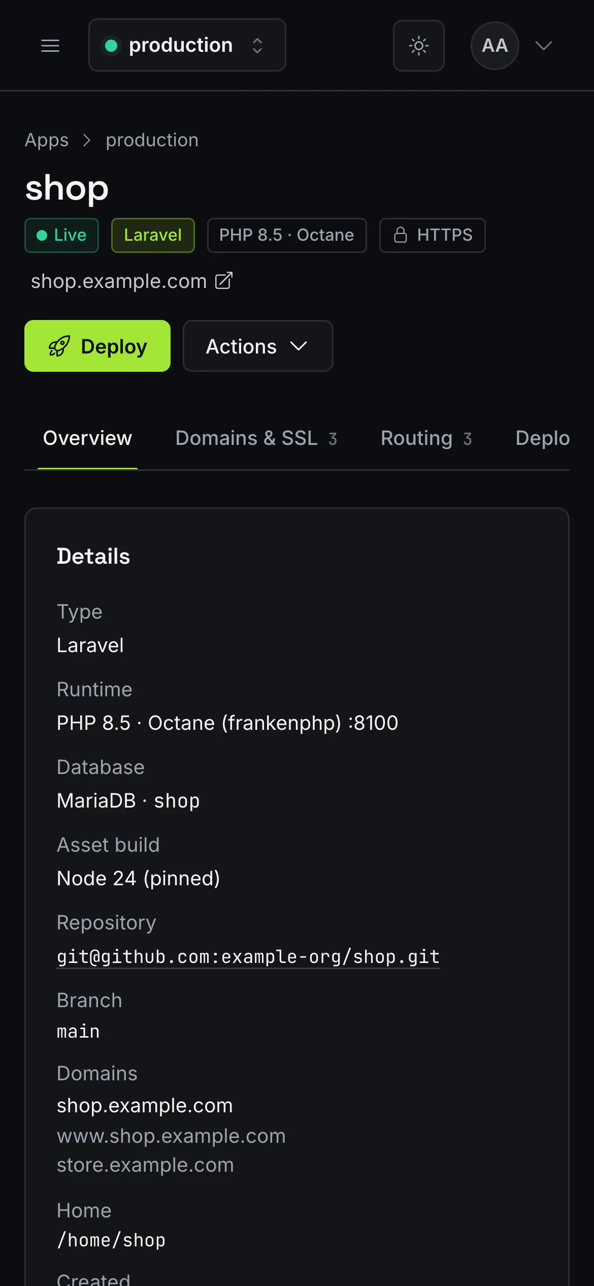 App detail on a phone
